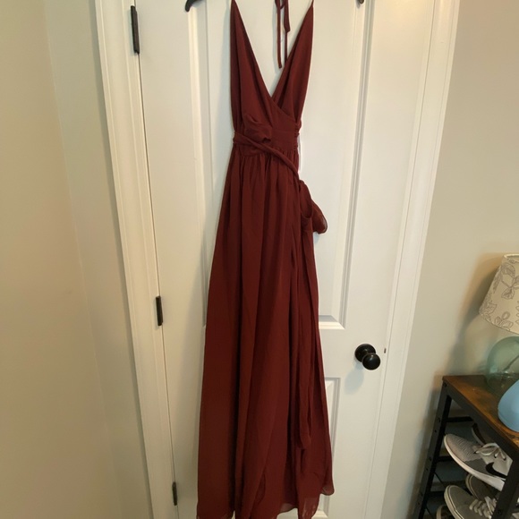 Revelry Hannah Chiffon Faux Wrap Bridesmaid Dress - Picture 3 of 7